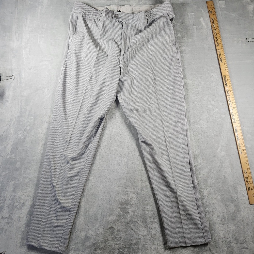 HEAD Mens 36 Gray Stripe Stretch Pockets Performance Athletic Golf Pants